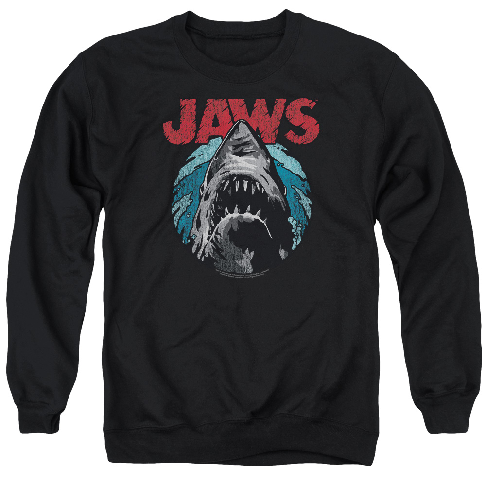 UNI994-AS-2 Jaws Water Circle Adult Crewneck Sweatshirt, Black - Medium