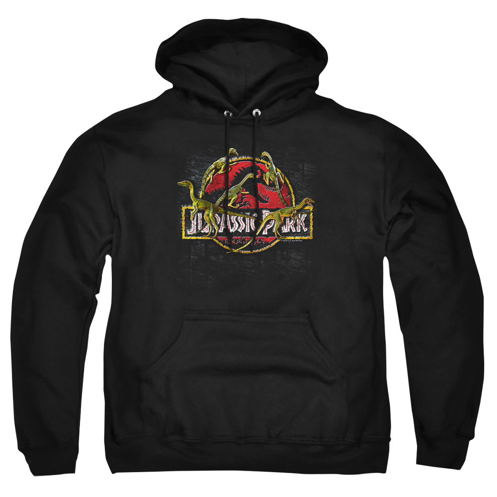 UNI337-AFTH-7 Jurassic Park Something Has Survived Adult Pullover Hoodie, Black - 4X