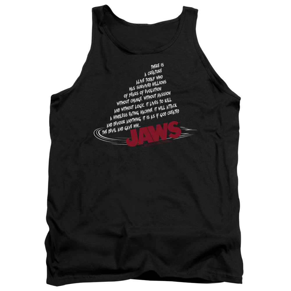 UNI387-TK-4 Jaws Dorsal Text Adult Tank Top, Black - Extra Large