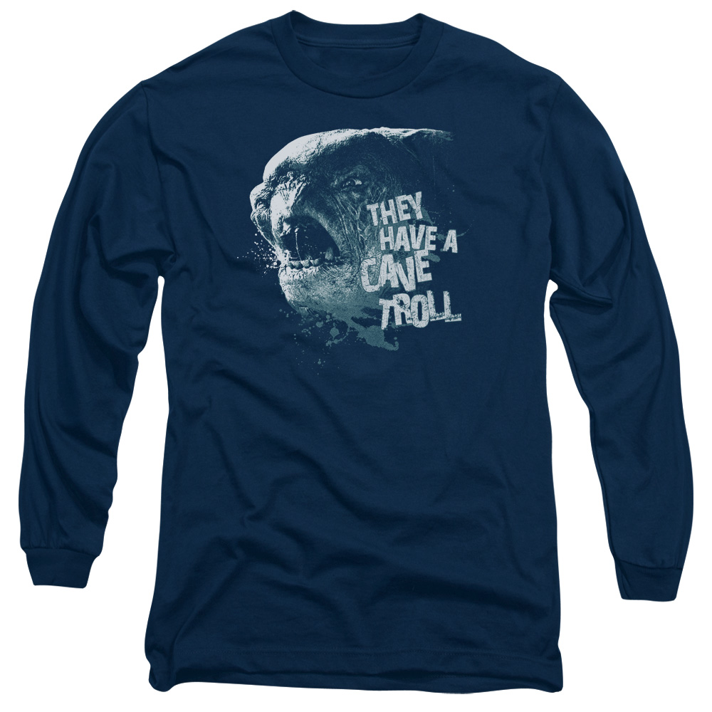 LOR1007-AL-6 Lord of The Rings Cave Troll Adult Long Sleeve T-Shirt, Navy - 3X