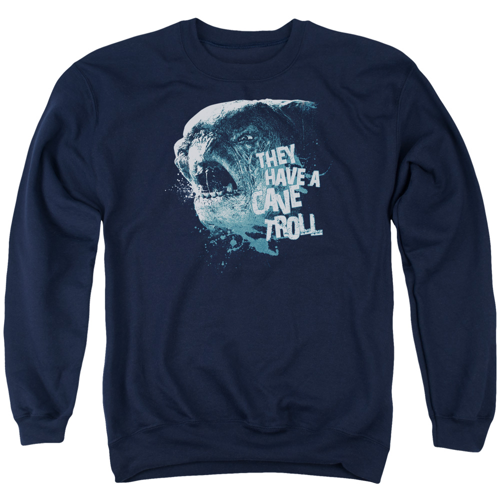 LOR1007-AS-6 Lord of The Rings Cave Troll Adult Crewneck Sweatshirt, Navy - 3X