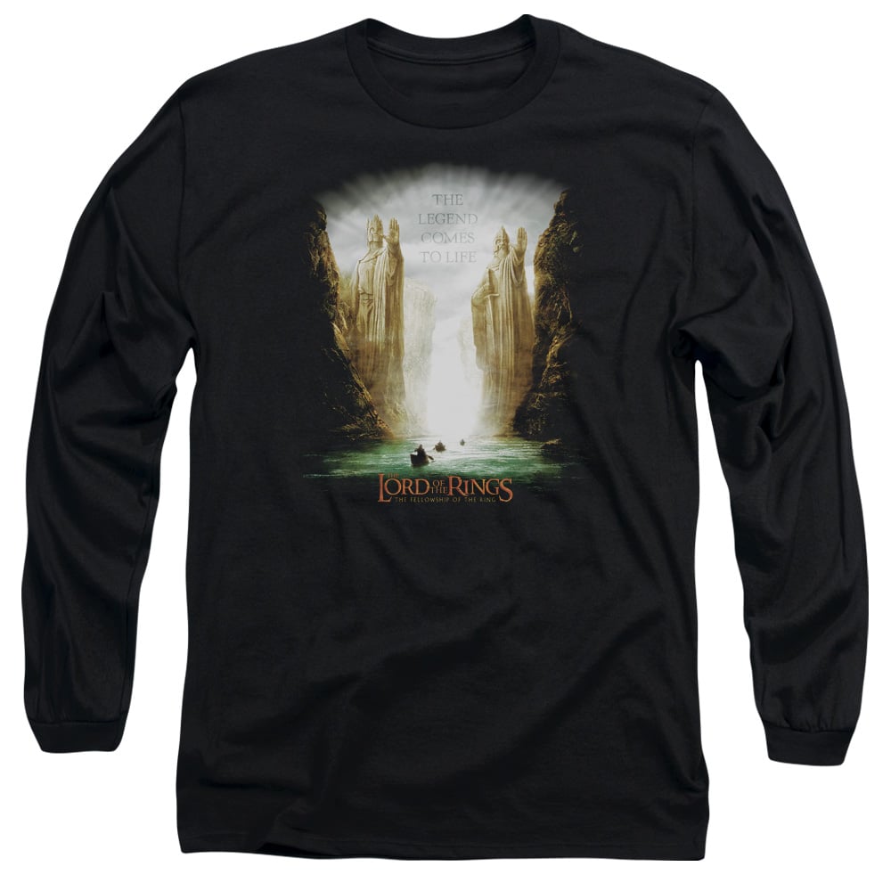 LOR1026-AL-6 Lord of The Rings Kings of Old Adult Long Sleeve T-Shirt, Black - 3X