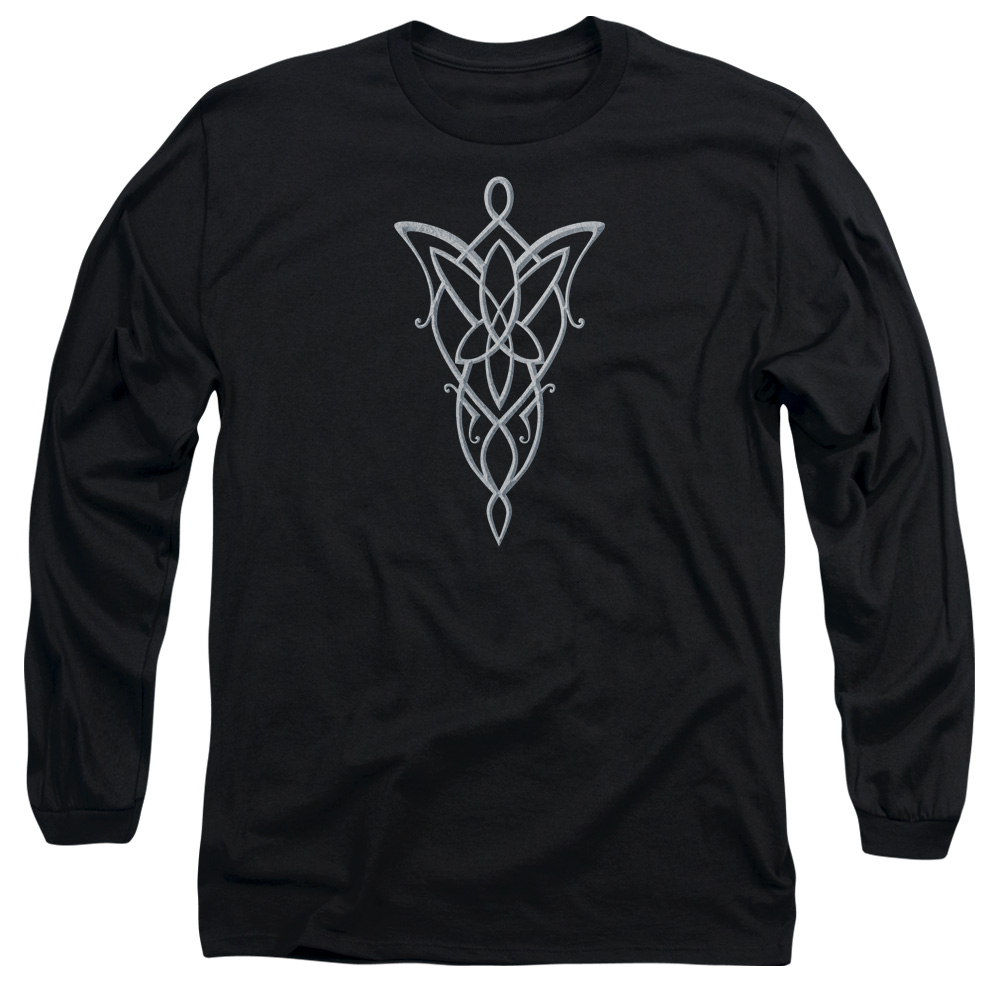 LOR1061-AL-1 Lord of The Rings Arwen Necklace Adult Long Sleeve T-Shirt, Black - Small