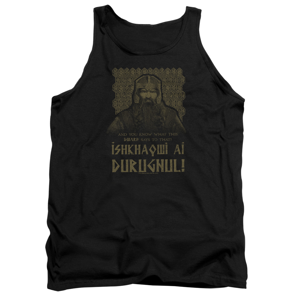 LOR1051-TK-5 Lord of The Rings Ishkhaqwi Durugnul Adult Tank Top, Black - 2X