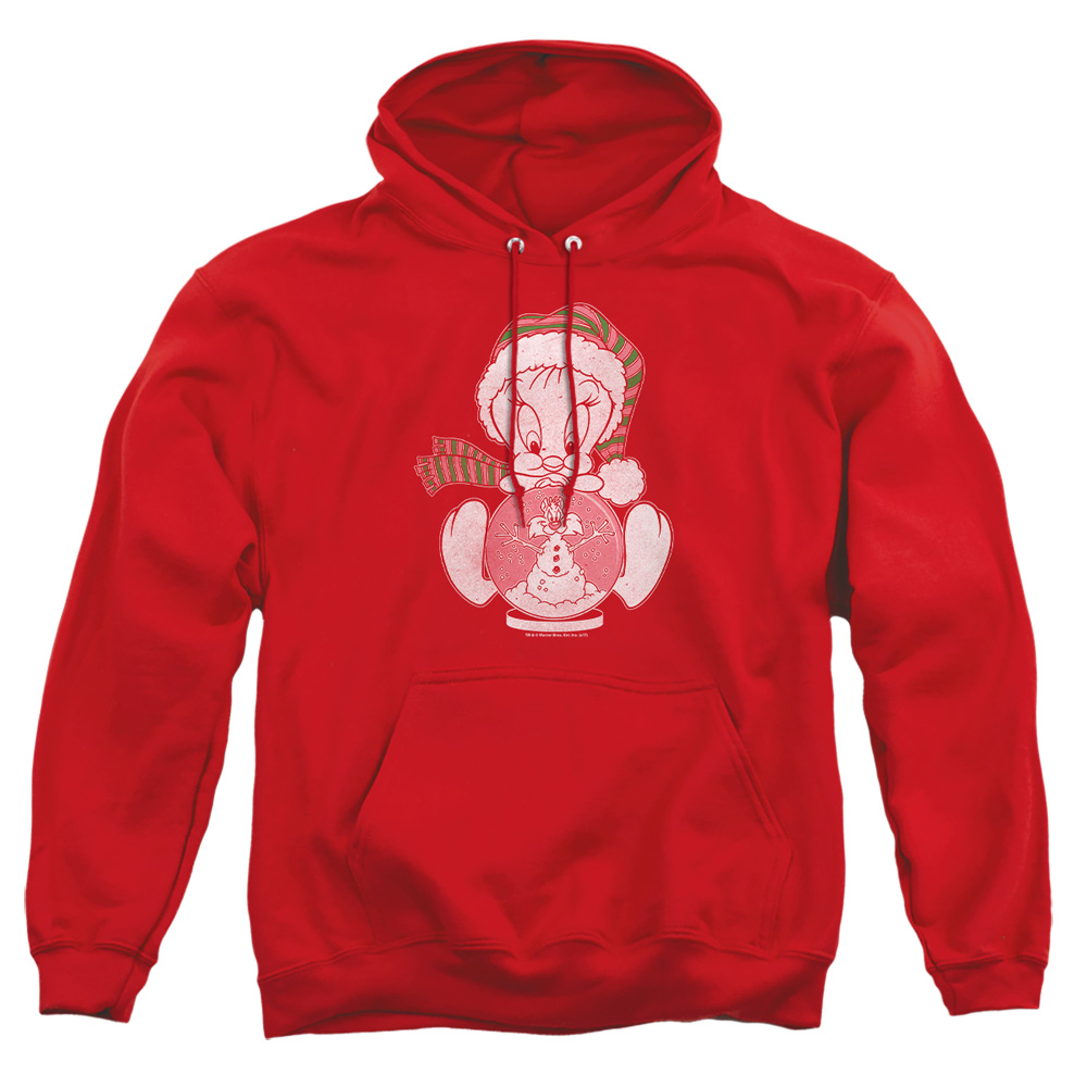 LT196-AFTH-2 Looney Tunes Tweey Globe Adult Pullover Hoodie, Red - Medium
