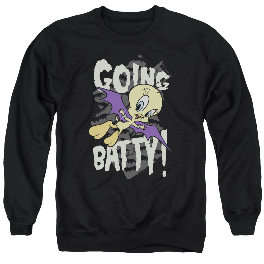 LT193-AS-2 Looney Tunes Going Batty Adult Crewneck Sweatshirt, Black - Medium