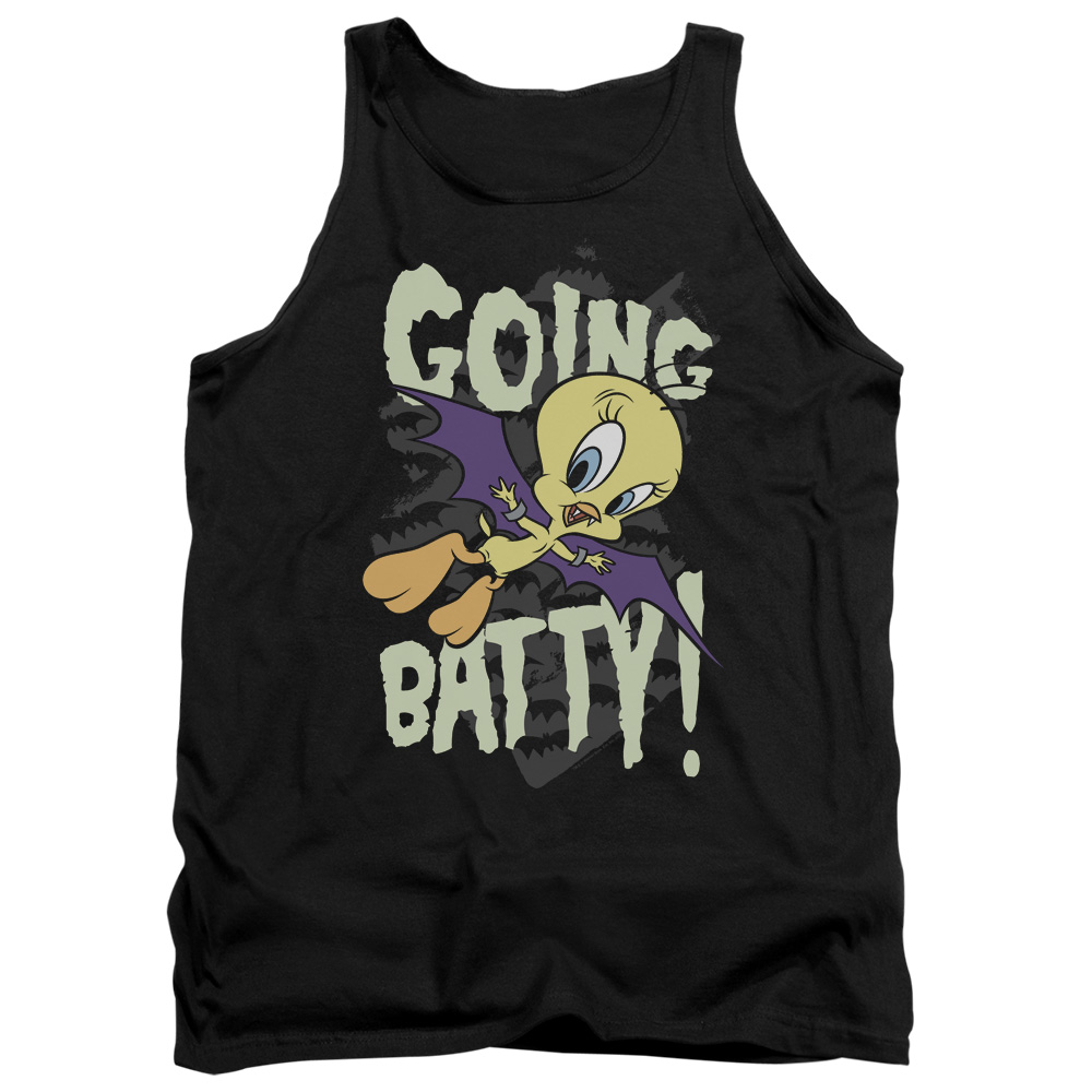 LT193-TK-2 Looney Tunes Going Batty Adult Tank Top, Black - Medium