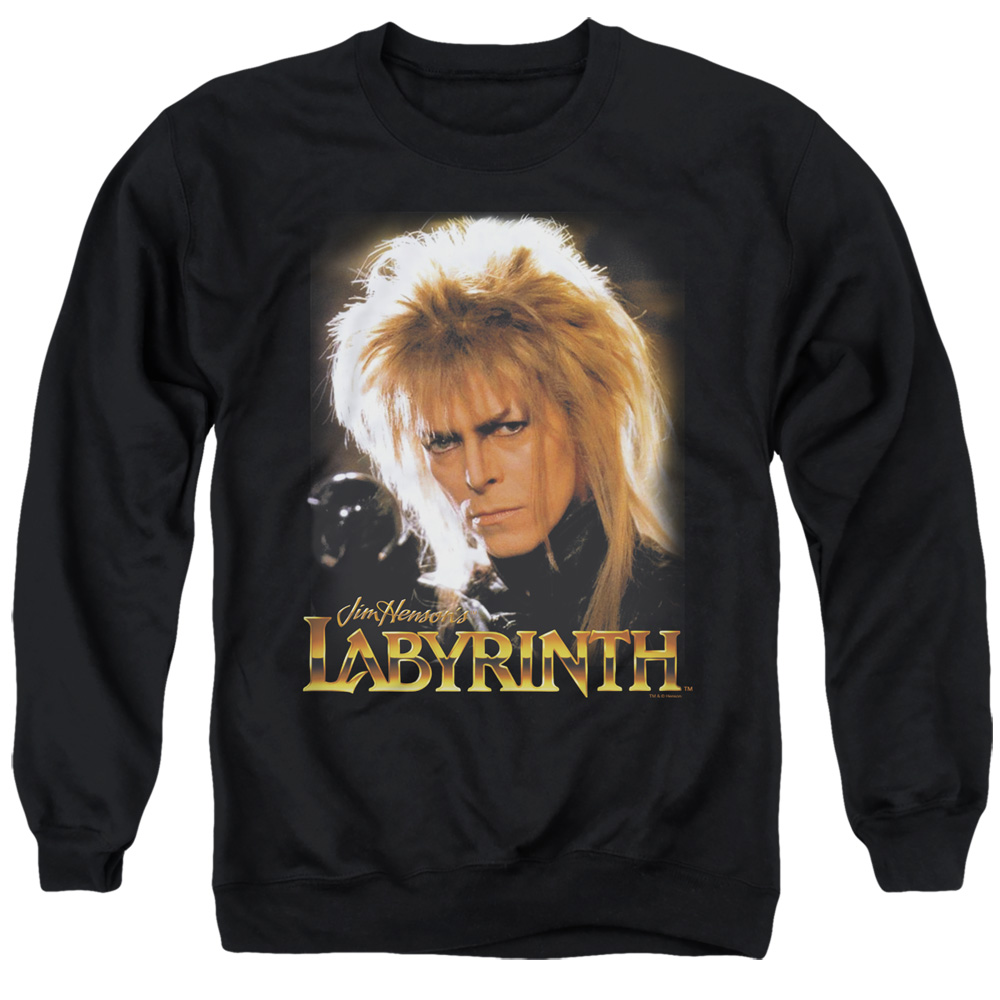 LAB100-AS-4 Labyrinth Jareth Adult Crewneck Sweatshirt, Black - Extra Large