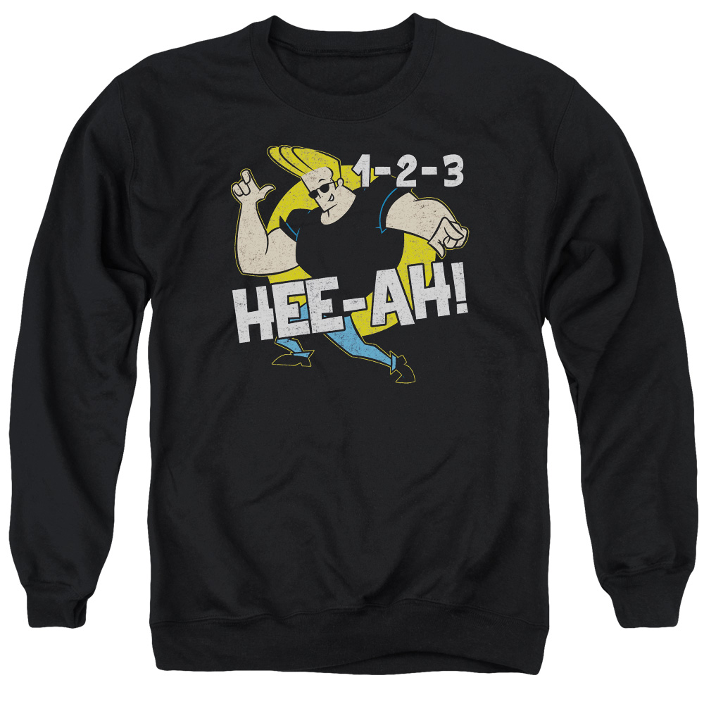 CN497-AS-2 Johnny Bravo 123 Adult Crewneck Sweatshirt, Black - Medium