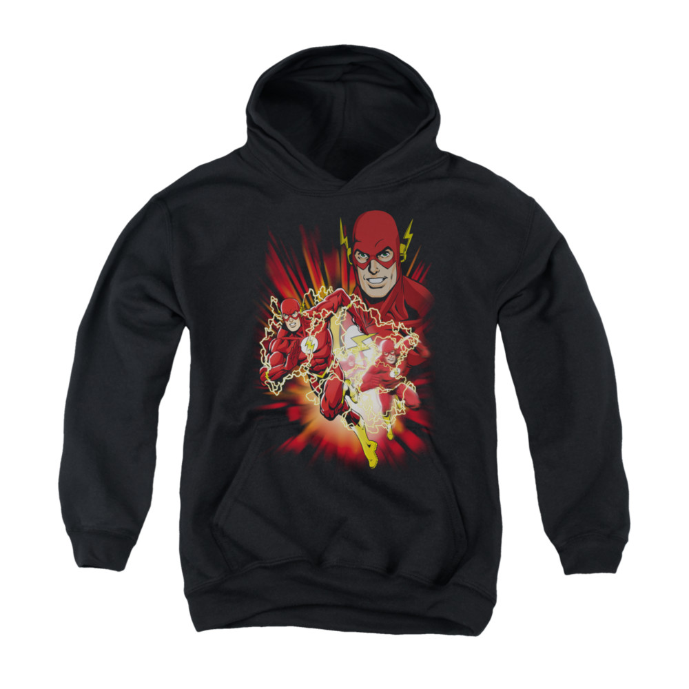 JLA189-YFTH-1 JLA Speed Force Youth Hooded Sweatshirt, Black - Small