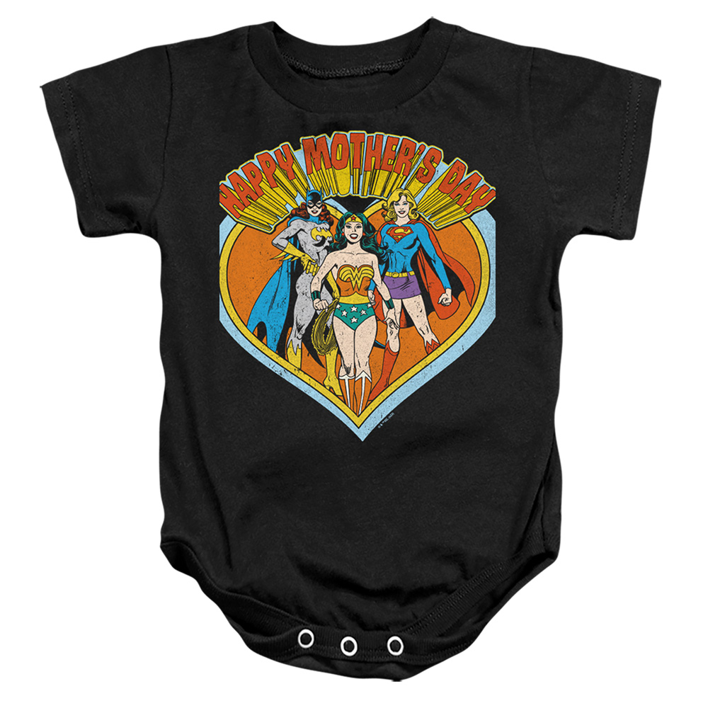 JLA1475-SS-3 Justice League Mothers Day Heart Infant Snapsuit, Black - Large - 18 Month