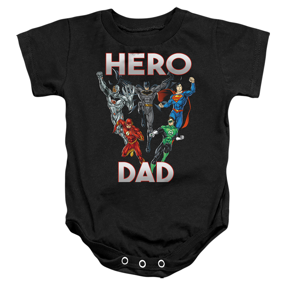 JLA1478-SS-2 Justice League Hero Dad Multi Infant Snapsuit, Black - Medium - 12 Month