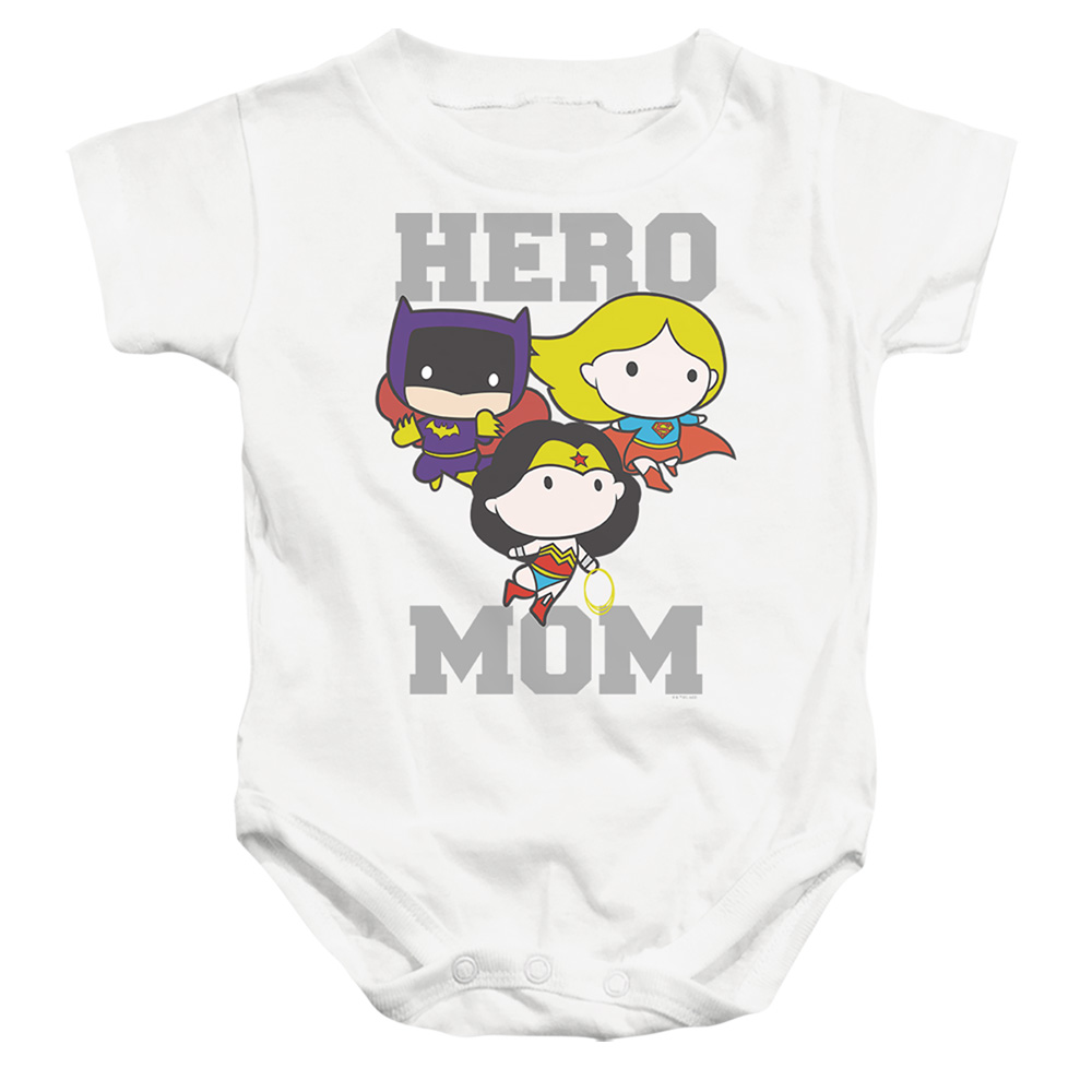 JLA1476-SS-2 Justice League Hero Mom Chibi Infant Snapsuit, White - Medium - 12 Month