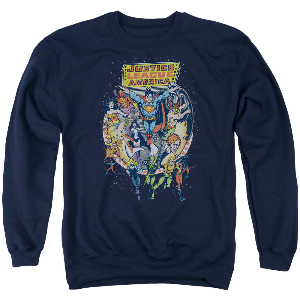 JLA240-AS-2 JLA Star Group Adult Crewneck Sweatshirt, Navy - Medium