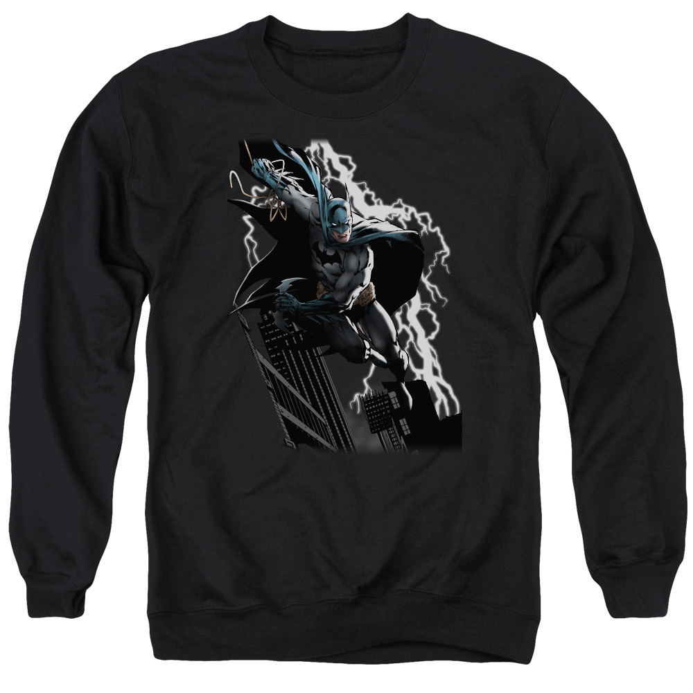 JLA255-AS-2 JLA Lighting Crashes Adult Crewneck Sweatshirt, Black - Medium