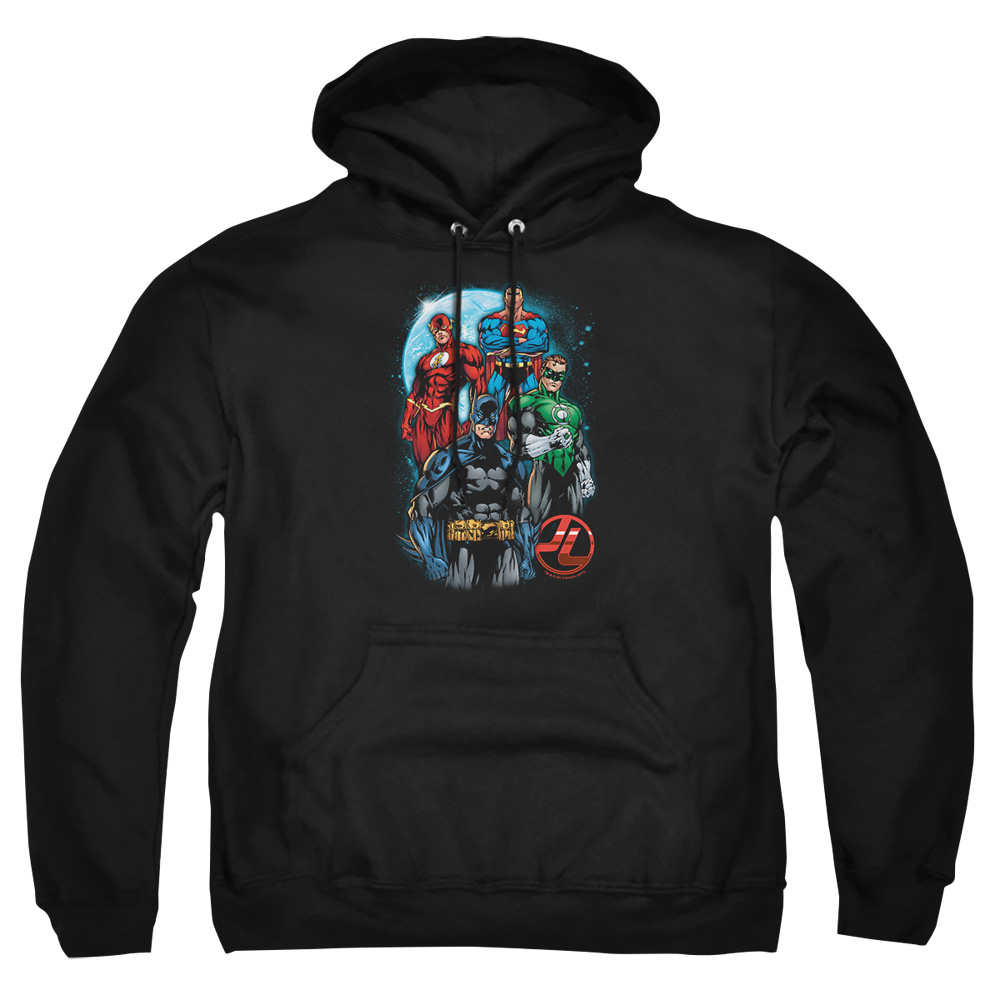 JLA367-AFTH-7 JLA The Four Adult Pullover Hoodie, Black - 4X