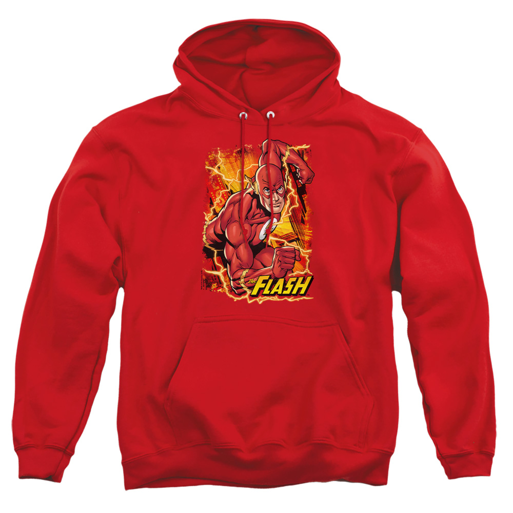 JLA594-AFTH-2 JLA Flash Lightning Adult Pullover Hoodie, Red - Medium
