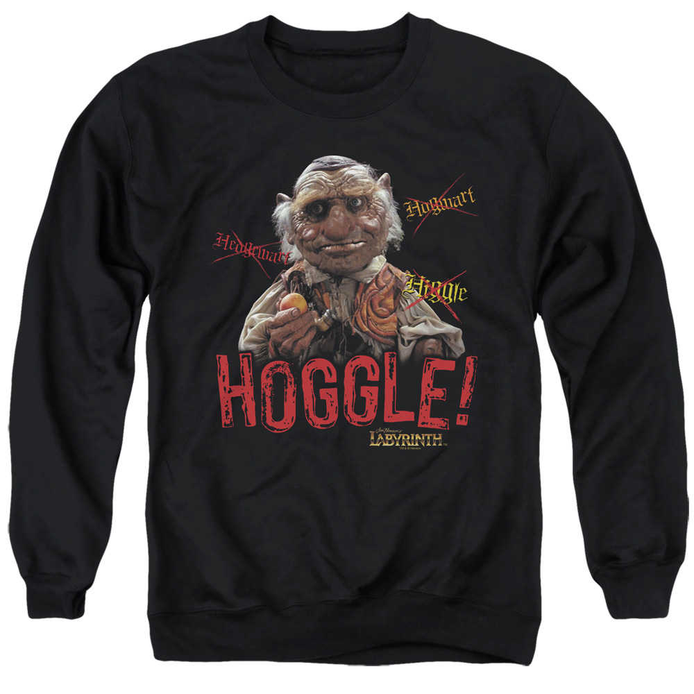 LAB123-AS-3 Labyrinth Hoggle Adult Crewneck Sweatshirt, Black - Large