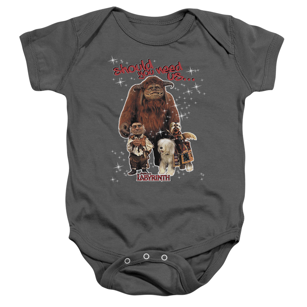 LAB103-SS-2 Labyrinth Should You Need Us Infant Snapsuit, Charcoal - Medium - 12 Month