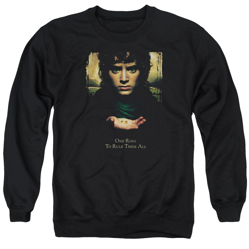 LOR1011-AS-6 Lord of The Rings Frodo One Ring Adult Crewneck Sweatshirt, Black - 3X