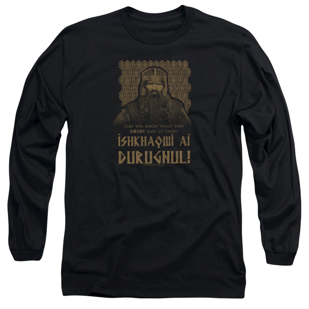 LOR1051-AL-6 Lord of The Rings Ishkhaqwi Durugnul Adult Long Sleeve T-Shirt, Black - 3X