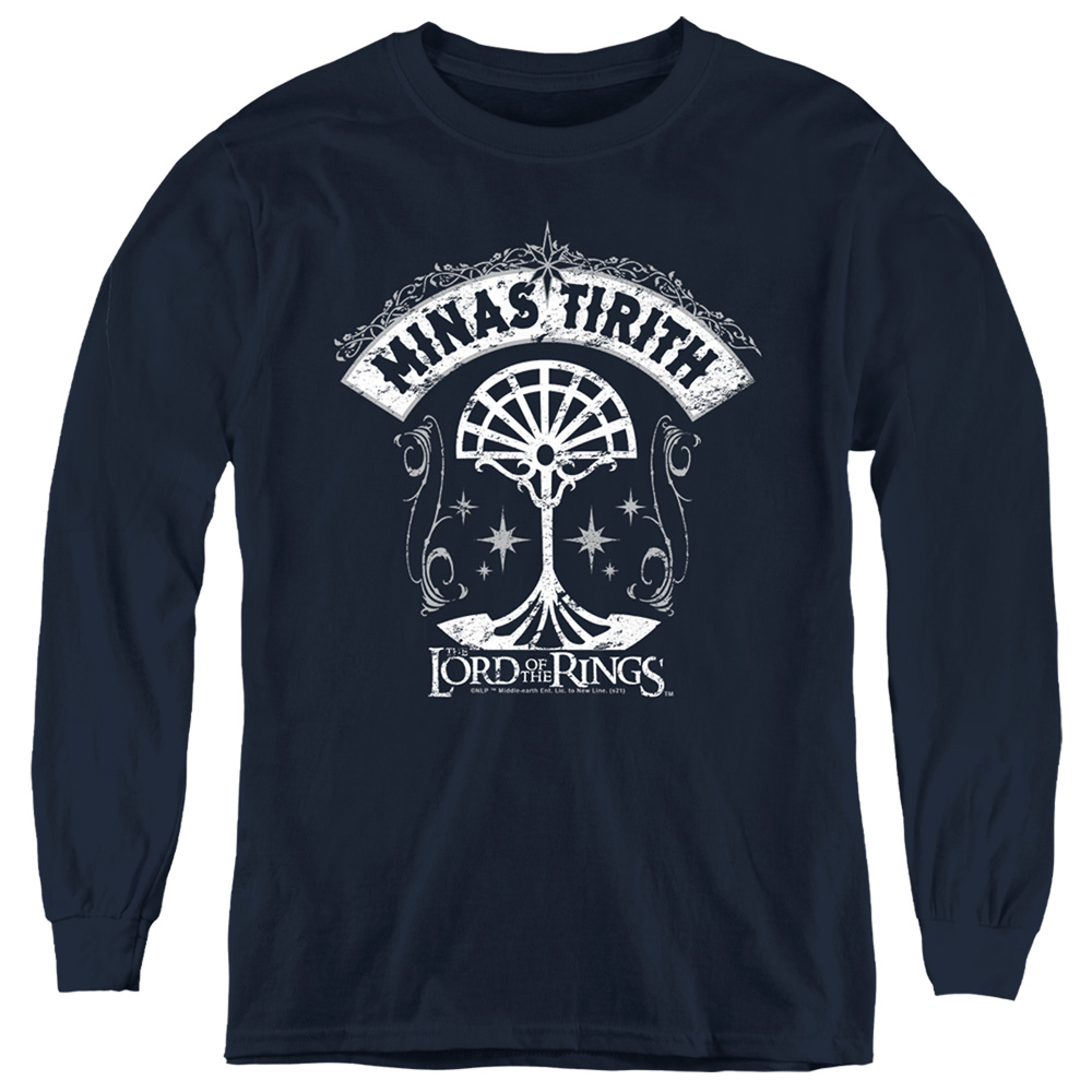 LOR1144-YL-4 Lord of The Rings Minas Tirith Long Sleeve Youth T-Shirt, Navy - Extra Large