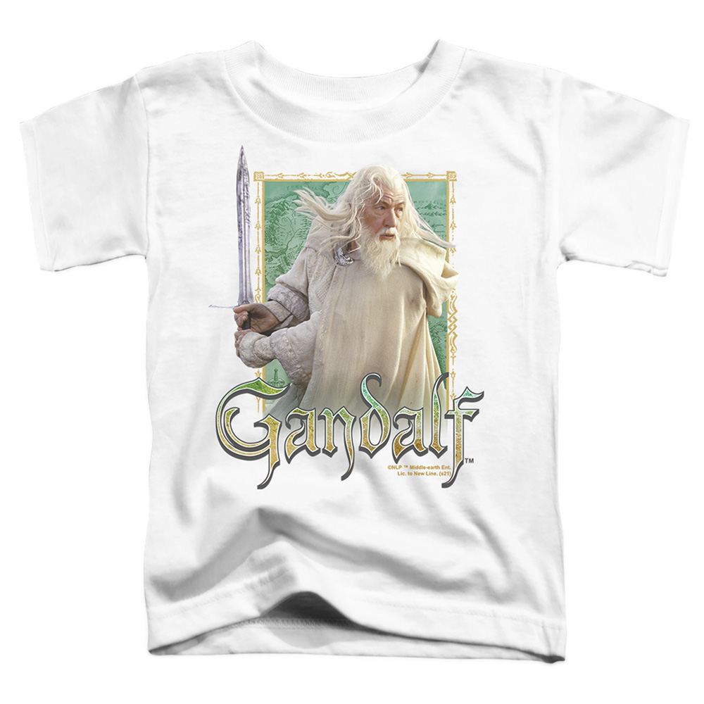LOR3053-TT-3 Lord of The Rings Gandalf Toddler Short Sleeve T-Shirt, White - Large 4T