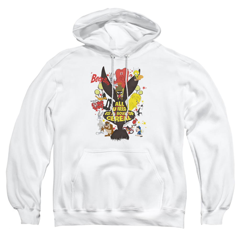 LT296-AFTH-2 Looney Tunes Cereal Adult Pullover Hoodie, White - Medium