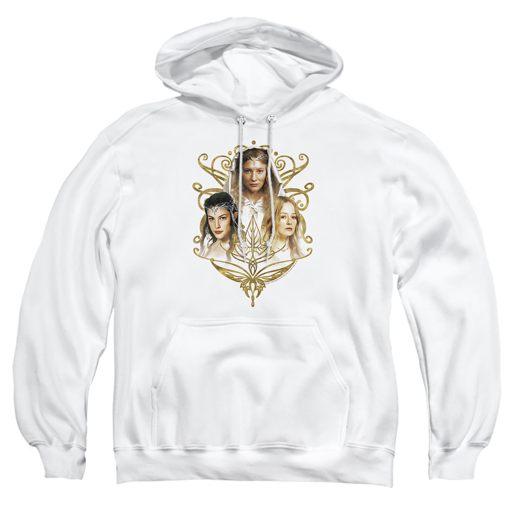 LOR1029-AFTH-2 Lord of The Rings Women of Middle Earth Adult Pullover Hoodie, White - Medium