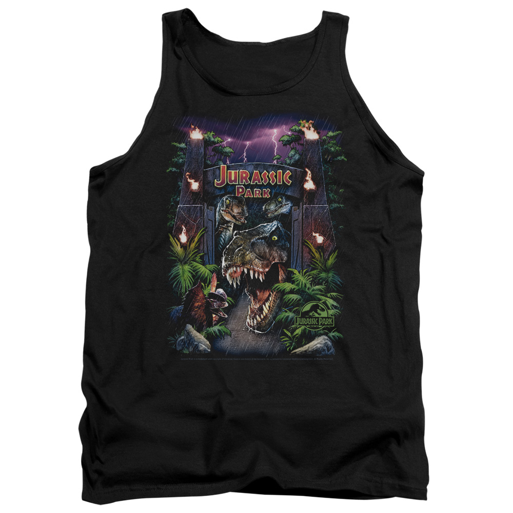 UNI282-TK-4 Jurassic Park Welcome to The Park Adult Tank Top, Black - Extra Large