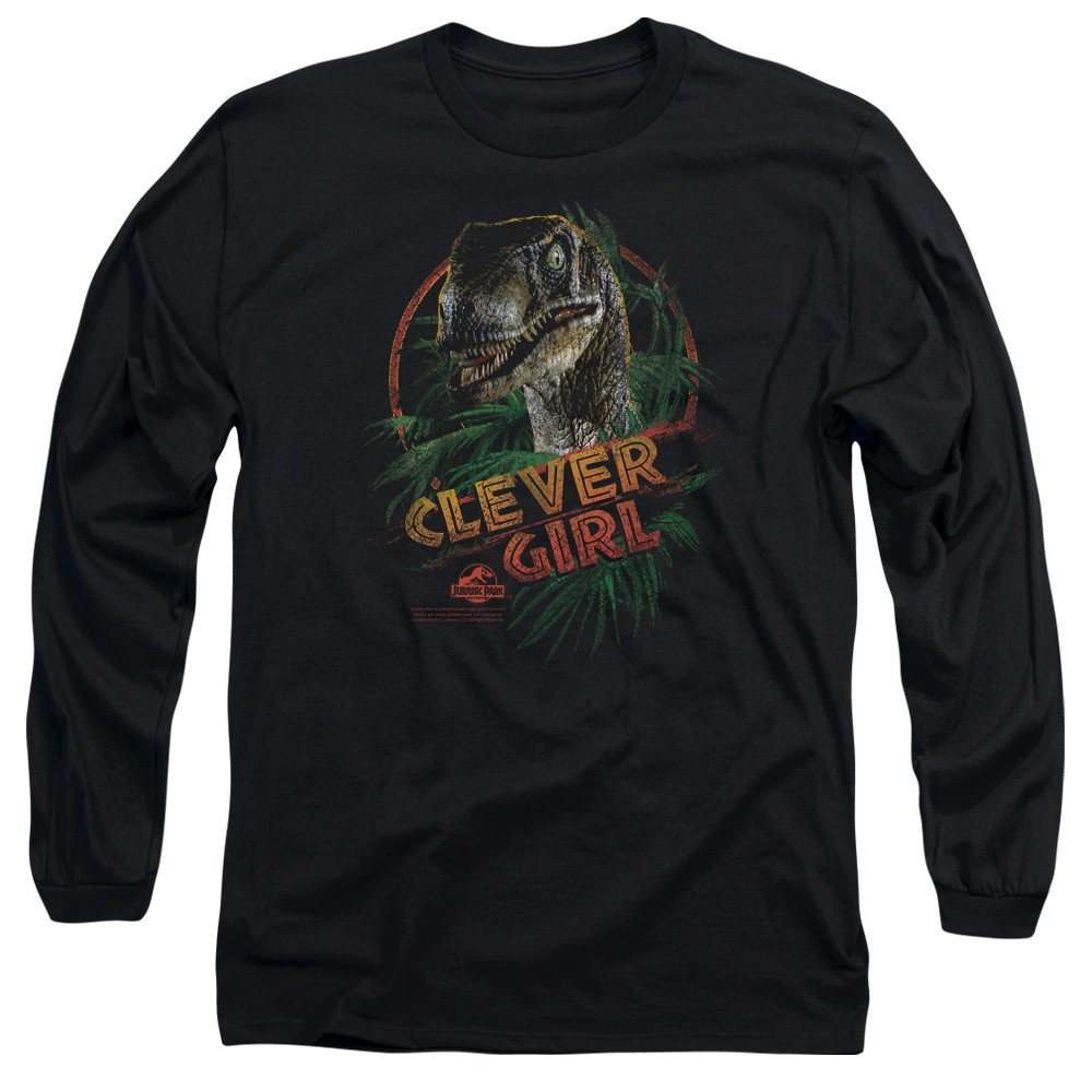 UNI301-AL-5 Jurassic Park Clever Girl Adult Long Sleeve T-Shirt, Black - 2X