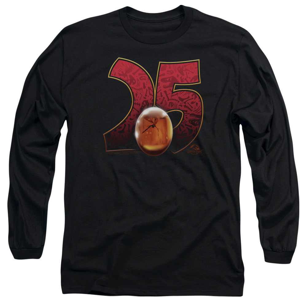 UNI1164-AL-1 Jurassic Park Amber Adult Long Sleeve T-Shirt, Black - Small