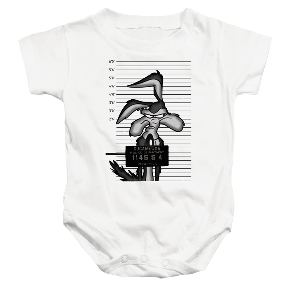 LT317-SS-2 Looney Tunes Wile E. Coyote Busted Infant Snapsuit, White - Medium - 12 Month