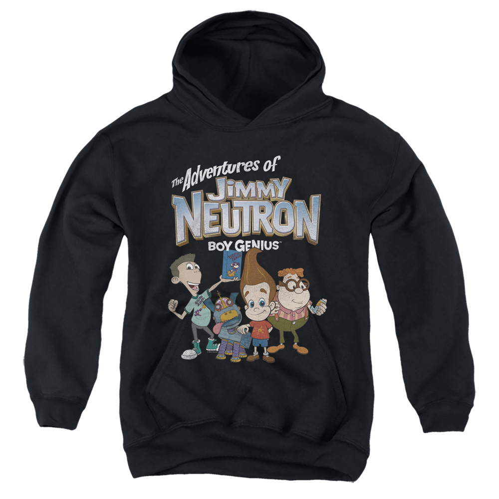 NICK804-YFTH-2 Jimmy Neutron Group Youth Hooded Sweatshirt, Black - Medium