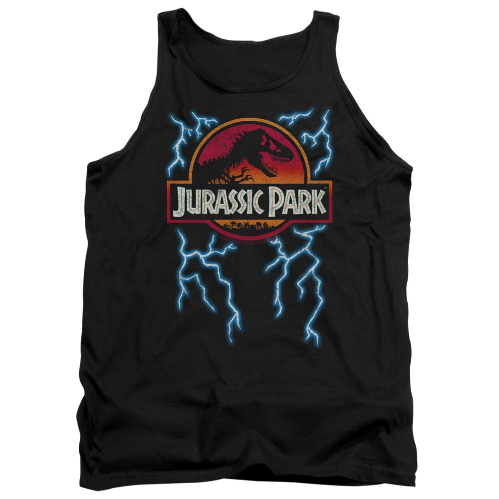 UNI1061-TK-2 Jurassic Park Lightning Logo Adult Tank Top, Black - Medium