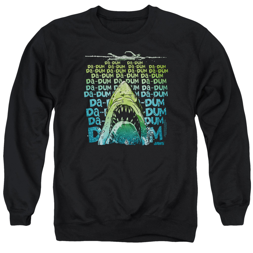 UNI1093B-AS-6 Jaws Da Dum Adult Crewneck Sweatshirt, Black - 3X