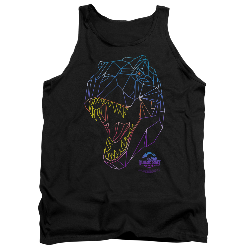 UNI1135-TK-2 Jurassic Park Neon T-Rex Adult Tank Top, Black - Medium
