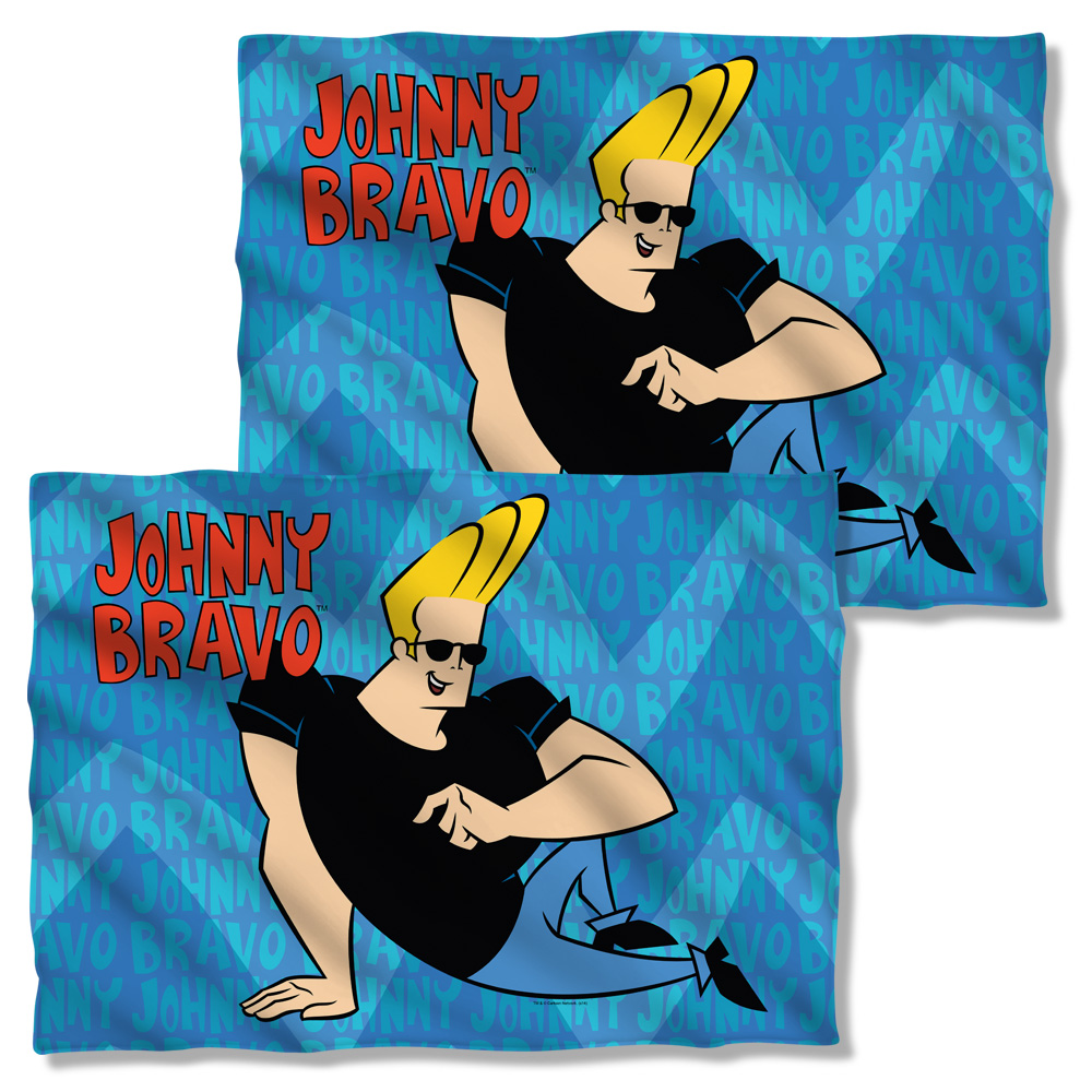 CN411FB-PLO1-0 20 x 28 in. Johnny Bravo Logo Repeat Front Back Print Pillow Case, White