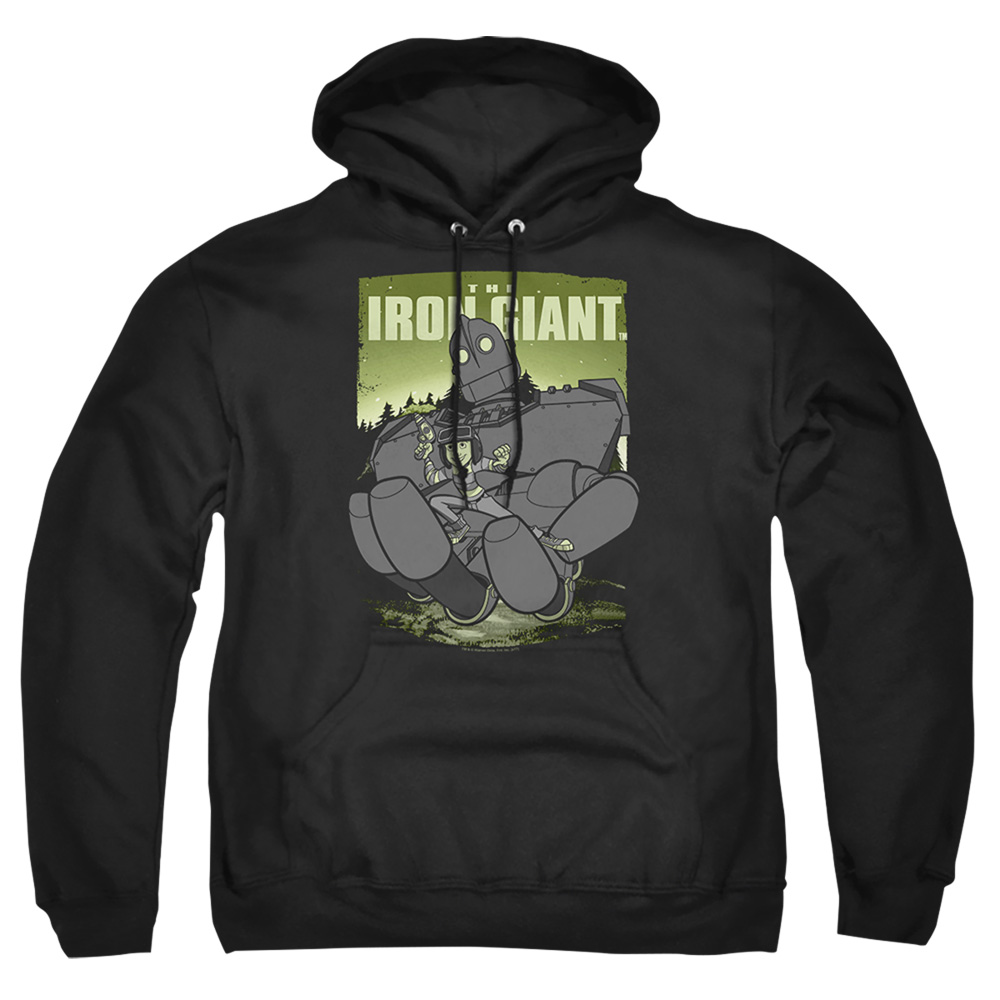 WBM444-AFTH-8 Iron Giant Helping Hand Adult Pullover Hoodie, Black - 5X