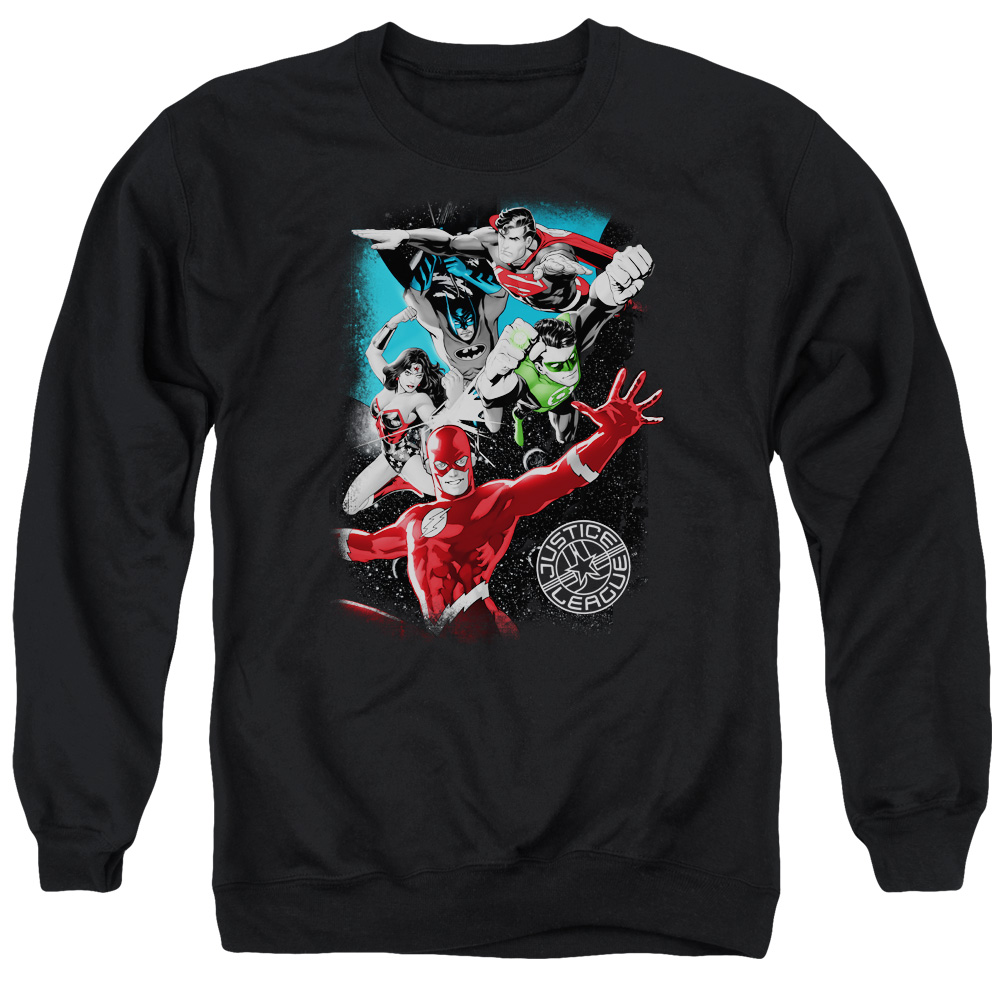 JLA138-AS-2 JLA Galactic Attack Adult Crewneck Sweatshirt, Black - Medium