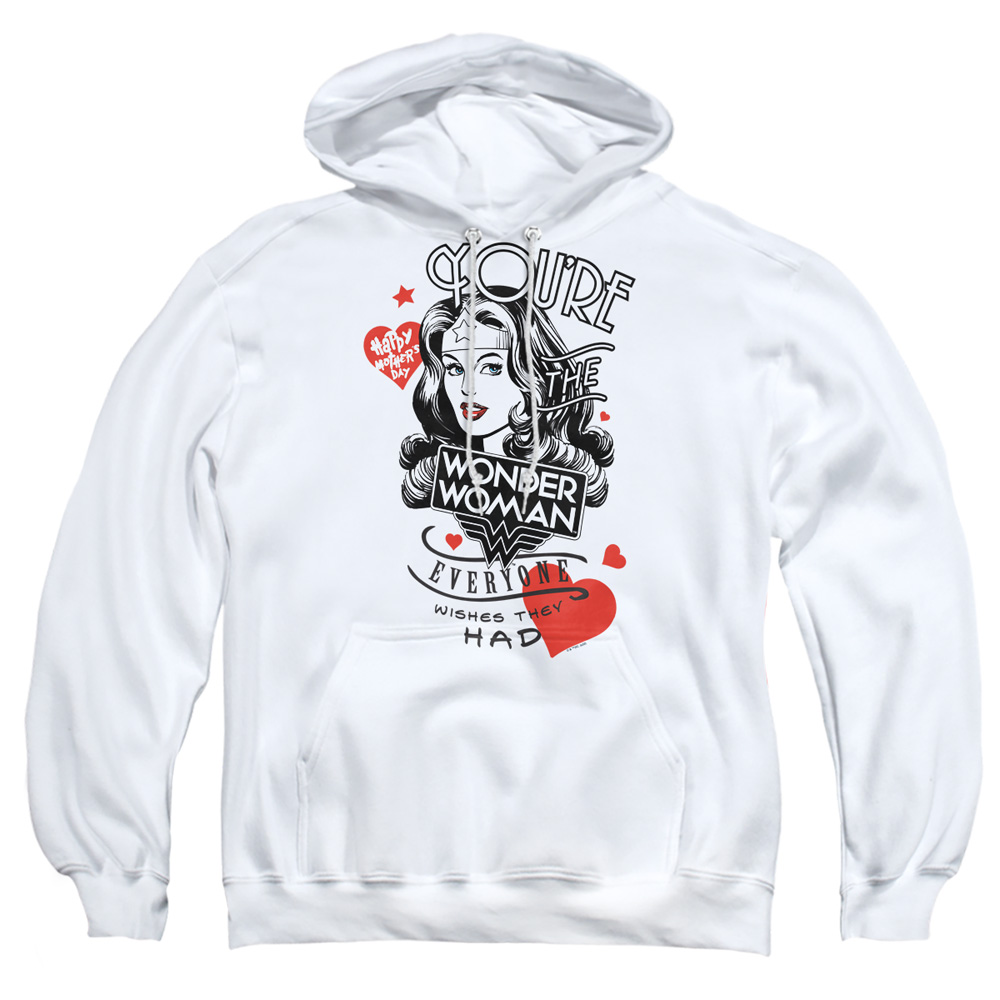 JLA1468-AFTH-4 Justice League Core Everyone Wishes Adult Pullover Hoodie, White - Extra Large