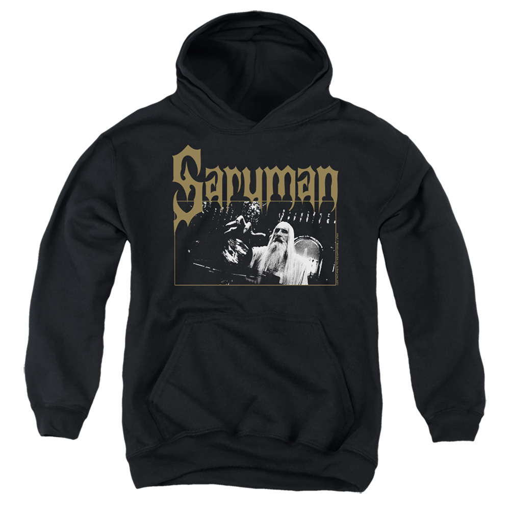 LOR1154-YFTH-4 Lord of The Rings Saruman Youth Hooded Sweatshirt, Black - Extra Large