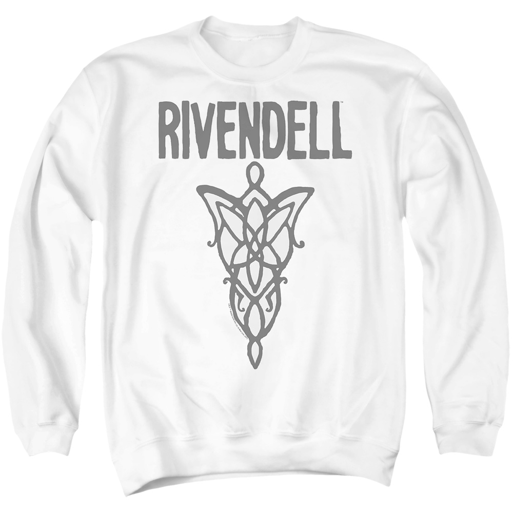 LOR1196-AS-3 Lord of The Rings The Homely House Adult Crewneck Sweatshirt, White - Large