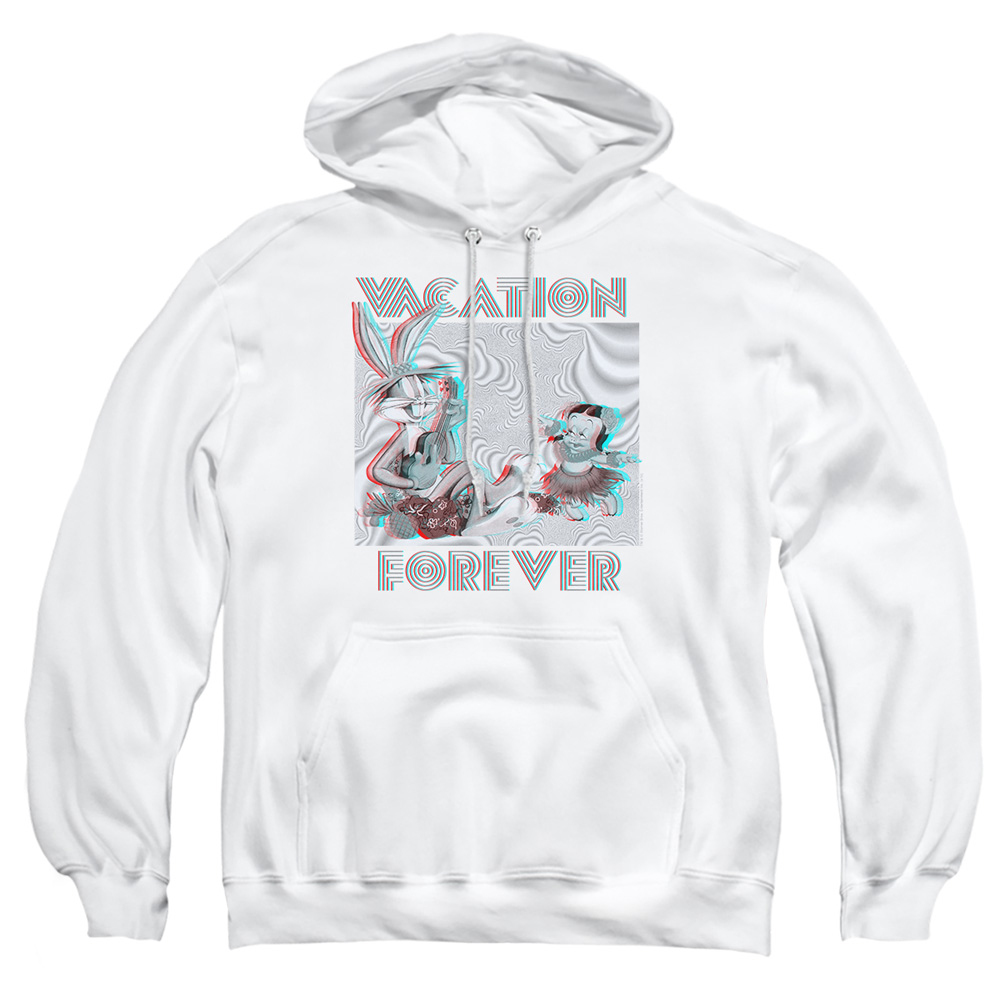 LT259-AFTH-2 Looney Tunes Vacation Forever Adult Pullover Hoodie, White - Medium