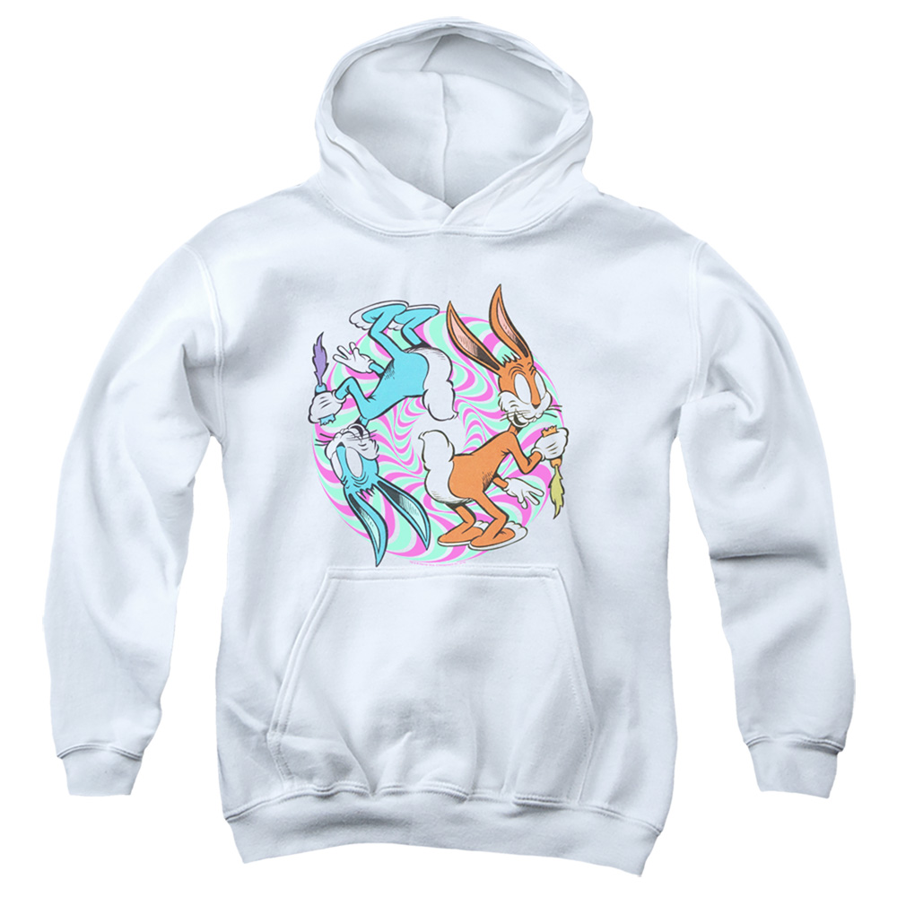 LT284-YFTH-2 Looney Tunes Wacky Wabbit Youth Hooded Sweatshirt, White - Medium