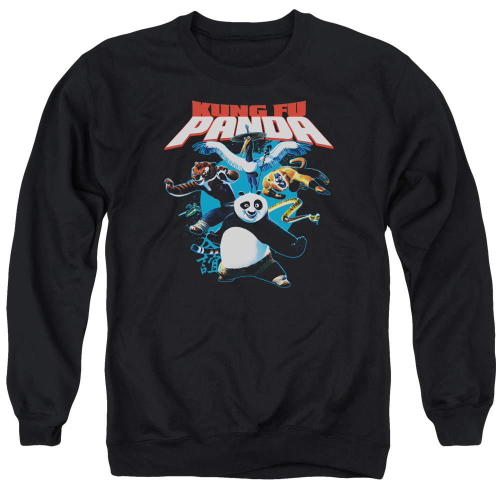 DRM191AS2 Kung Fu Panda Kung Fu Group Adult Crewneck Sweatshirt44 Black  Medium