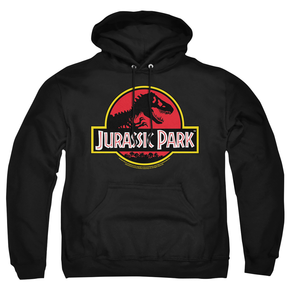 UNI907-AFTH-4 Jurassic Park Classic Logo Adult Pullover Hoodie, Black - Extra Large