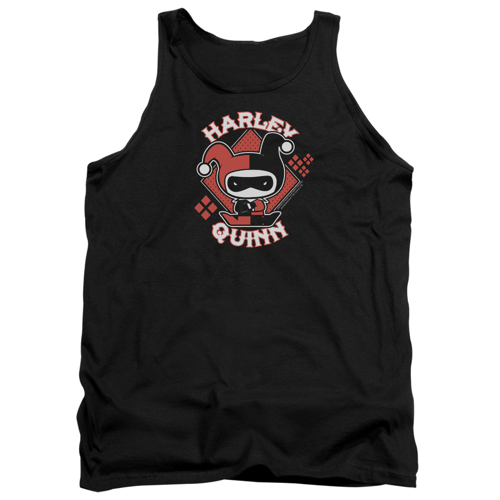 JLA827-TK-4 JLA Harley Chibi Adult Tank Top, Black - Extra Large