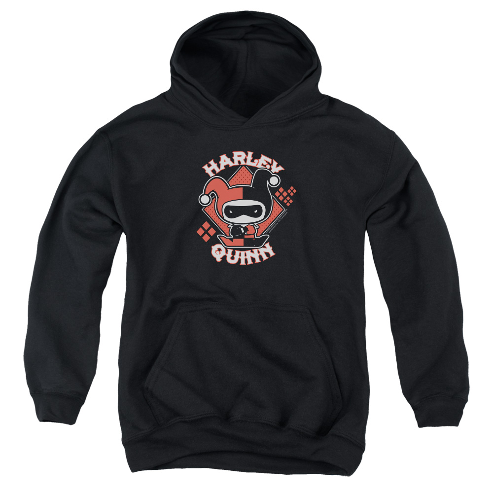JLA827-YFTH-1 JLA Harley Chibi Youth Hooded Sweatshirt, Black - Small