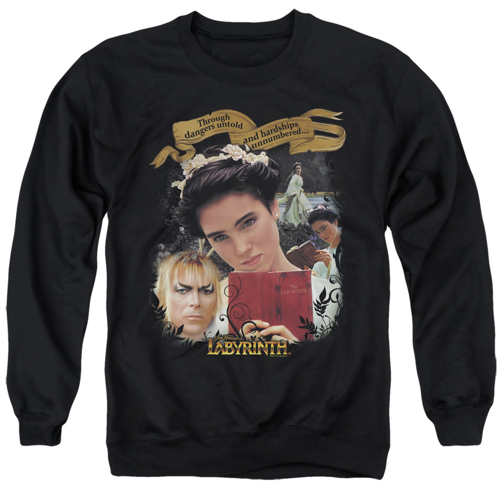 LAB154-AS-2 Labyrinth Dangers Untold Adult Crewneck Sweatshirt, Black - Medium